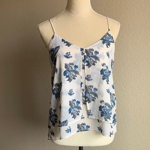 H&M - blue and white layered chiffon tank top